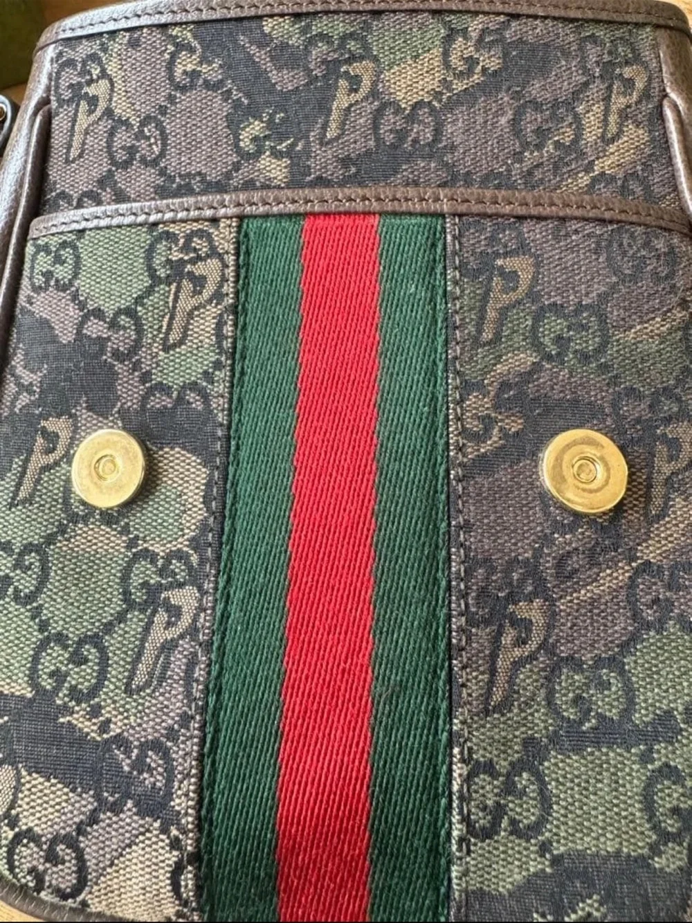 Gucci Green & Red Web Canvas Crossbody Bag